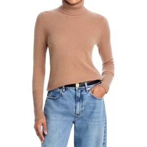 Aqua Cashmere Turtleneck Sweater Soft Knit Pullover‎ Top  Dark Brown XS